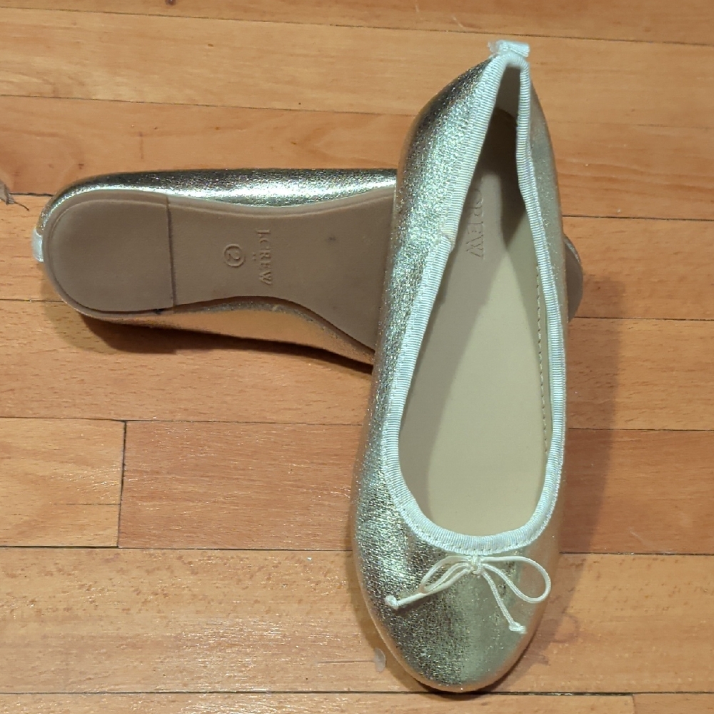J. Crew Factory Metallic Gold Kids Flats